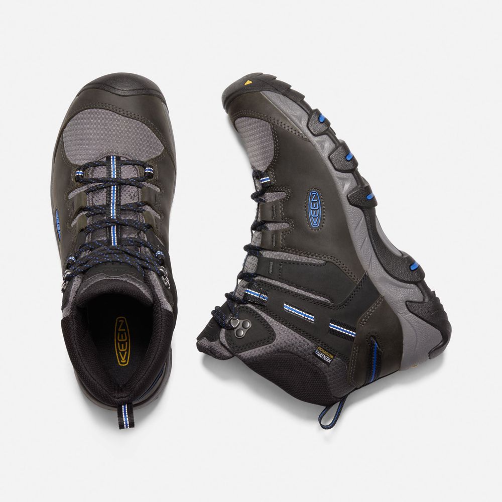 Keen Outdoor Bot Erkek Siyah/Mavi - Steens Deri Waterproof - Türkiye XMQU53974